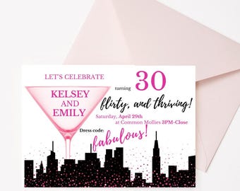 30th Birthday Invitation, City Theme, Customizable Template (Digital)