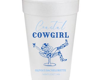 Coastal Cowgirl Bachelorette Cups | Custom 20oz Foam Party Cups (Set of 10)