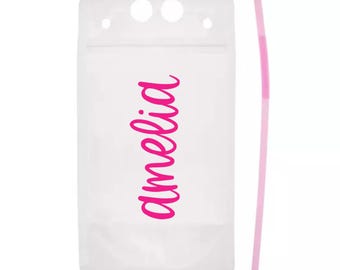 Personalized Drink Pouch with Straw - Custom Reusable Party Pouch - Bachelorette, Birthday, Beach & Pool Party Favor, Bachelorette Party