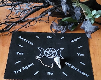 Rainbow Moonstone Pendulum Set: Divination Mat, Triple Moon - Intuition Tool