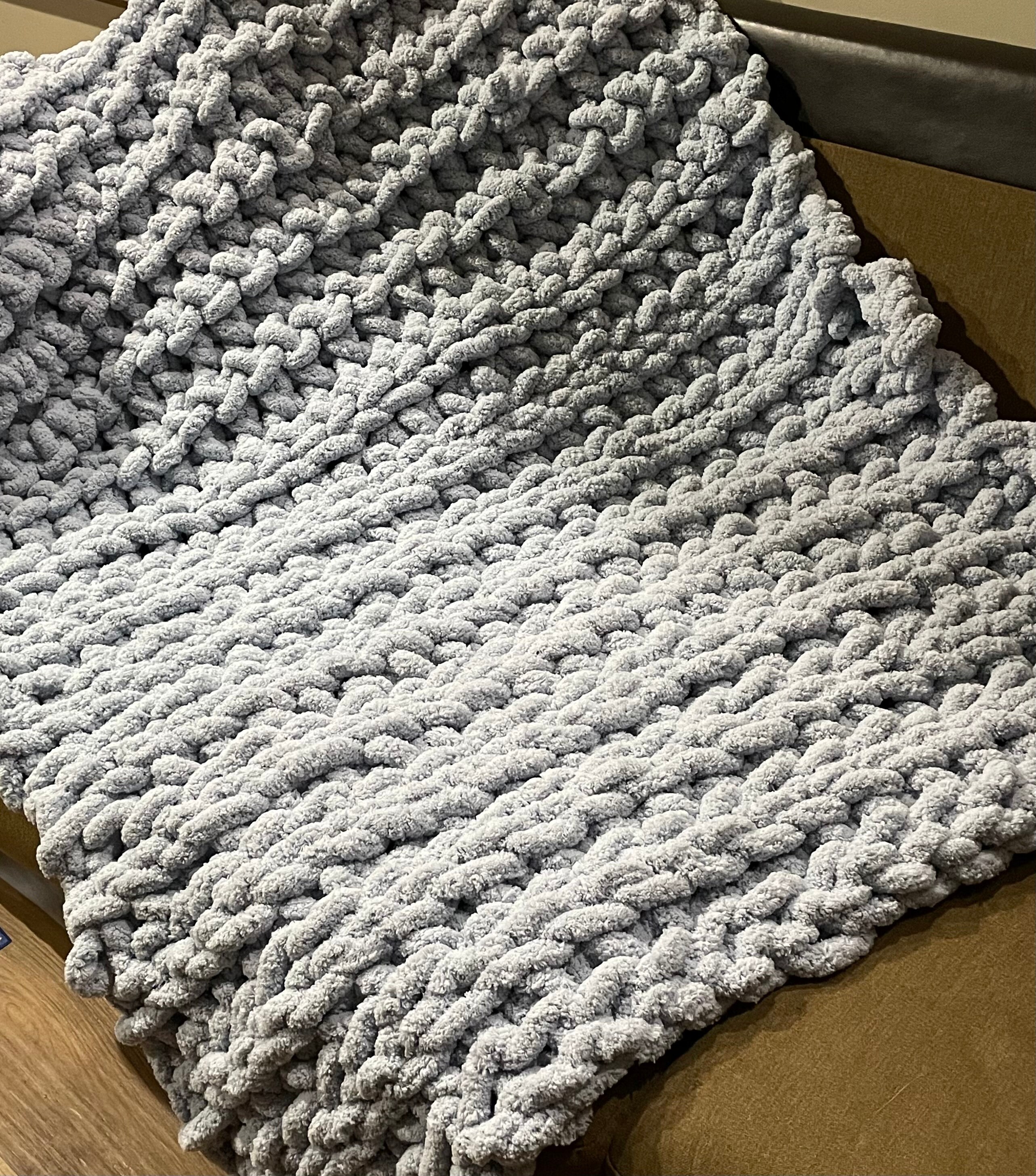 Chunky Knit Blanket, Doubled, Extra Thick Yarn Blanket 