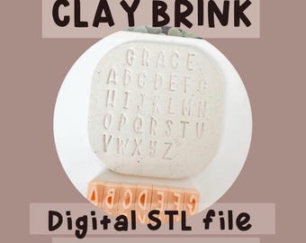 GRACE font 0.4 in STL file, Clay font digital download, FONT stl file, Clay cutter stl, Clay Brink Exclusive font digital download