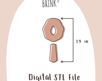 May include: Digital STL file for a 1.9 inch tall clay ring mold. The mold is shaped like a ring with a small teardrop-shaped hole in the center.
