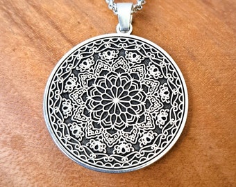 Mandala Necklace | 925 Sterling Silver | Mandala Pendant | Mandala Sign Pendant