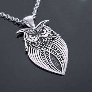 Handcrafted Silver Owl Pendant Necklace | 925 Sterling Silver | Nature Lover Gift | Boho Chic | Customizable Pendant