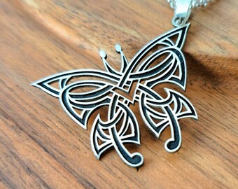 Celtic Butterfly Sterling Silver Necklace