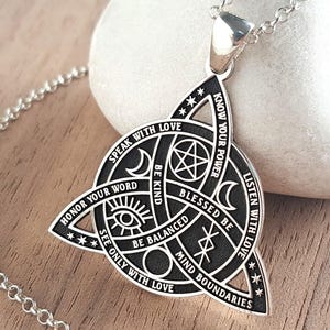 Keltische Schutz Silber Halskette | Seil-Knoten-Trinity-Halskette | Irischer Schmuck | Heilige Geometrie | Triquetra