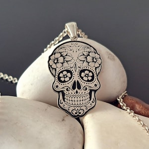 Collier tête de mort Catrina | Argent sterling 925 | Pendentif Catrina mexicain | Pendentif Dia de los Muertos | Collier Jour de la Mort | La Catrina