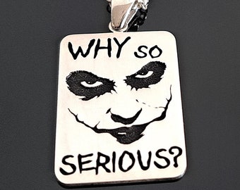 Joker Why so Serious Silver Pendant Villain Necklace Jewelry