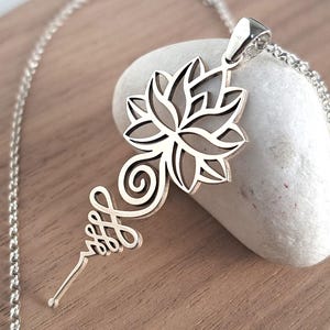 Lotus Unalome Sterling Silver Necklace | Spiritual Yoga Jewelry
