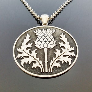 Scottish Thistle Necklace | 925 Sterling Silver | Scotland Symbol | Customizable Pendant | Personalized Pendant | Celtic Thistle | Gift