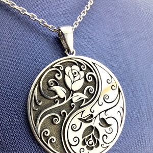 Yin Yang Flowers Necklace | 925 Sterling Silver | Yin Yang Pendant | Yin Yang Charm | Karma Jewelry | Yoga | Zen Jewelry | Yin Yang Choker