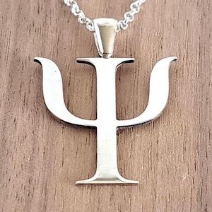 Psychology Psi Symbol Necklace | 925 Sterling Silver | Psychologist Phychiatrist Therapist Pendant | Greek Letter Pendant | Minimalist Gift