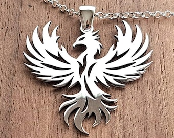 Feniksketting | 925 sterlingzilver | Hangende feniks hanger | Wedergeboorte-sieraden | Firebird-bedel | Veerkrachtcadeau voor haar | Nieuw begin