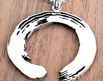 Enso Circle Sterling Silver Pendant Necklace | Handmade Zen Jewelry