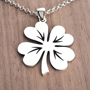 Collana con quadrifoglio / Argento Sterling 925 / Ciondolo portafortuna a quadrifoglio / Gioiello portafortuna / Quadrifoglio portafortuna