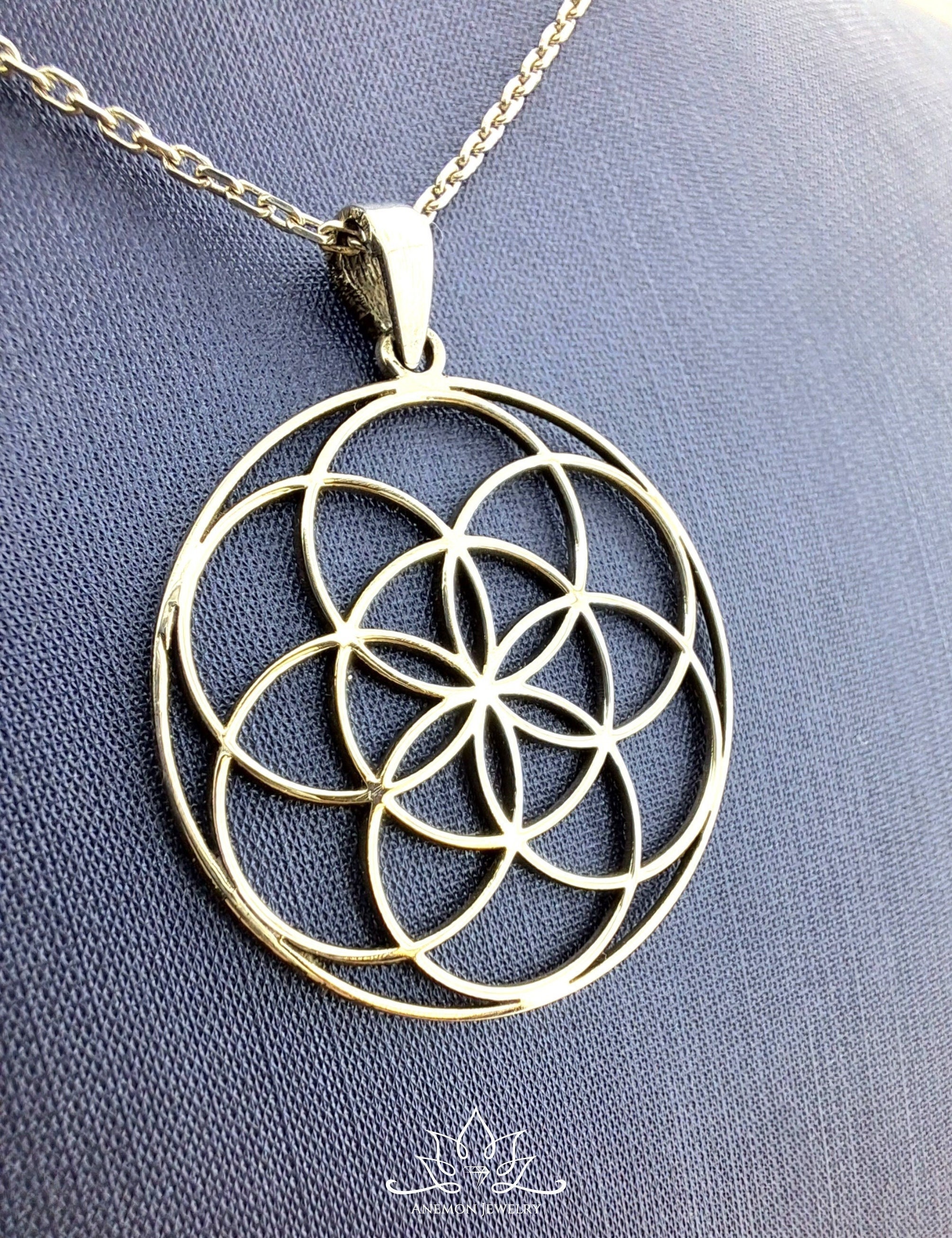 Koral Jewelry Sterling Silver Flower Of Life Pendant - 1.5 Inch Sacred Geometry Necklace (Chain Not Included)