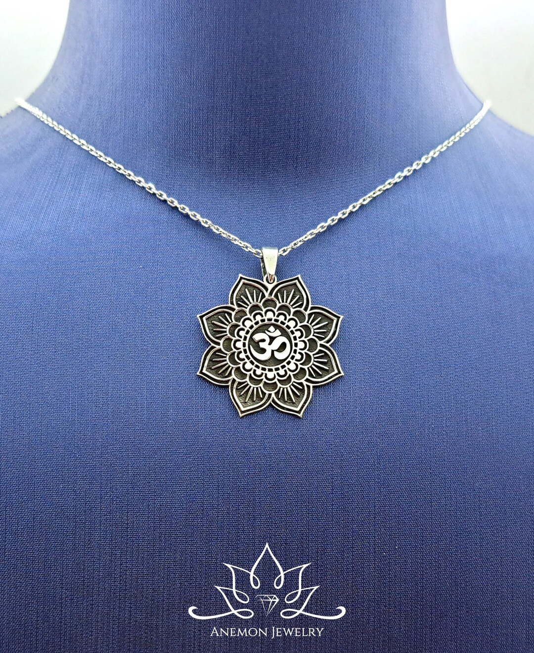 Om Necklace | 925 Sterling Silver | Mandala Pendant | Yoga - Etsy