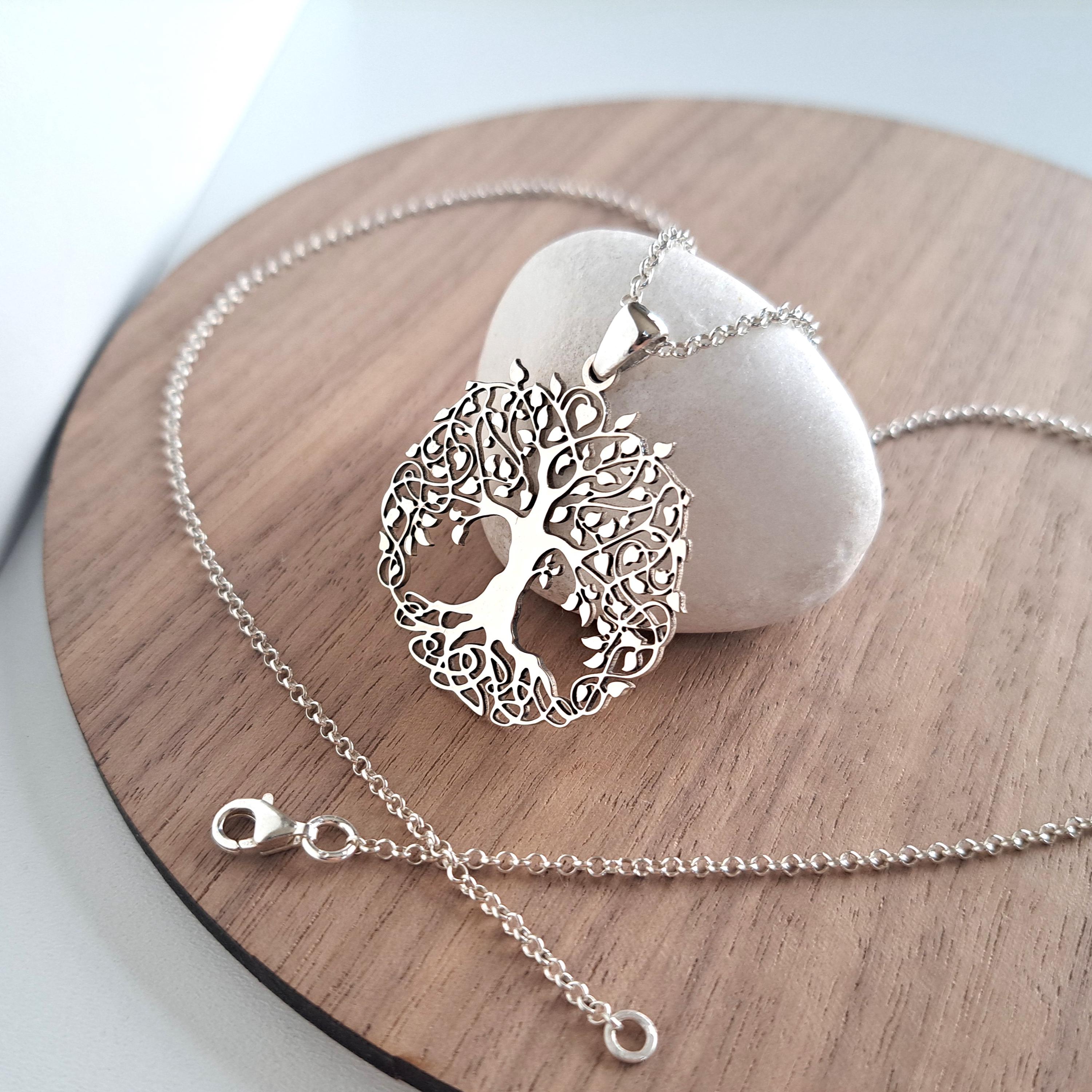 Collana con albero della vita, in argento Sterling, gioiello per