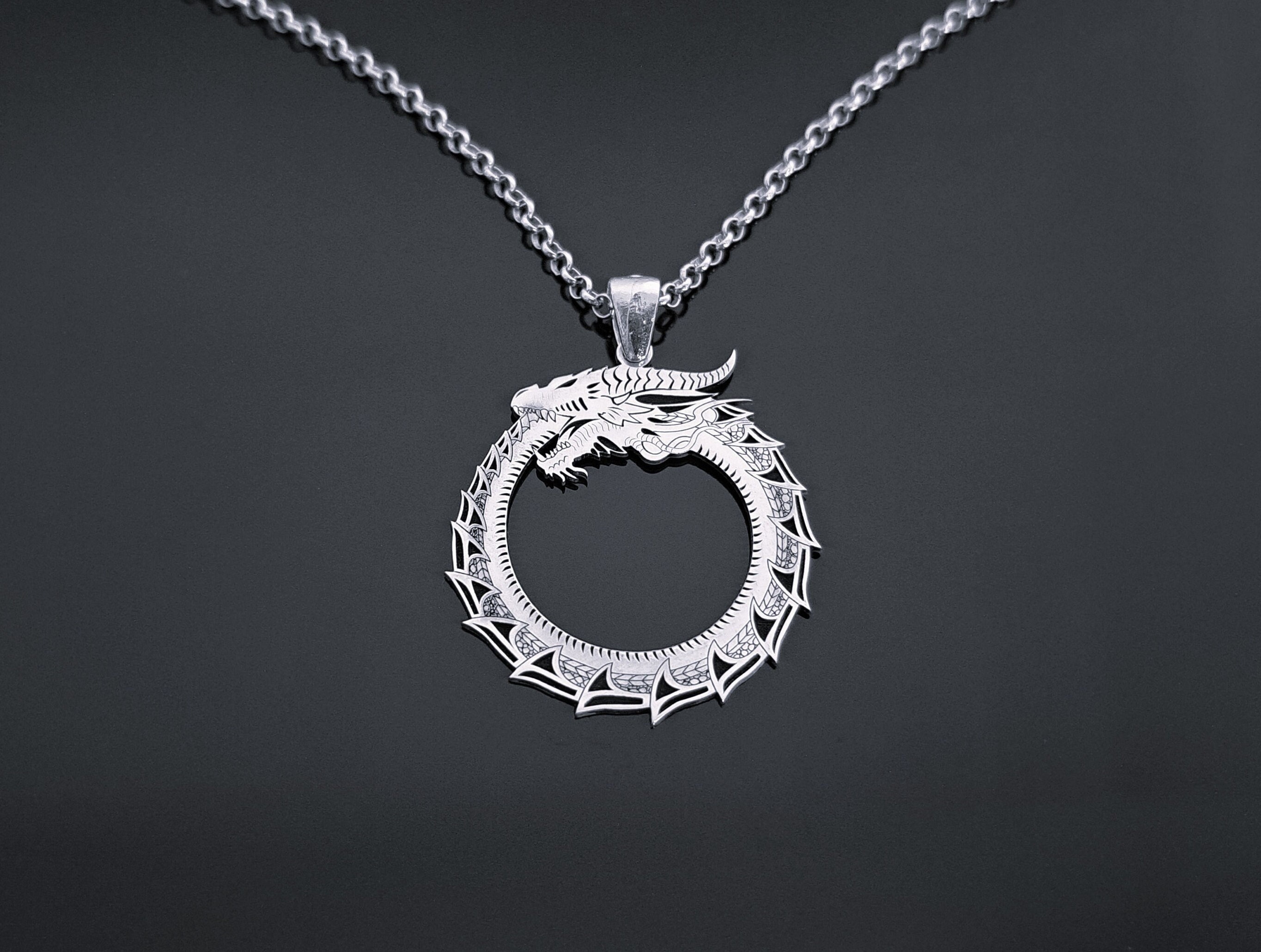Collana Donna Con Ciondolo Drago In Argento 925 - Infinite U - Gioiello Fantasy Elegante, Regalo Originale Per Compleanno O Natale