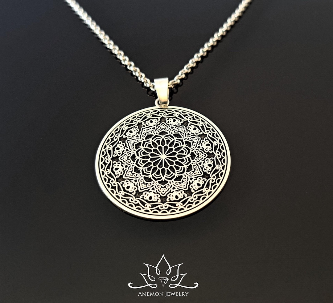 Mandala Necklace | 925 Sterling Silver | Mandala Pendant | Mandala Sign ...