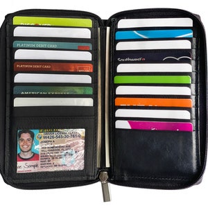 Cartera para tarjetas de crédito unisex con cremallera y RFID de gran tamaño de Texan Bull, organizador de tarjetas para mujeres y hombres. Regalo personalizado para él o ella