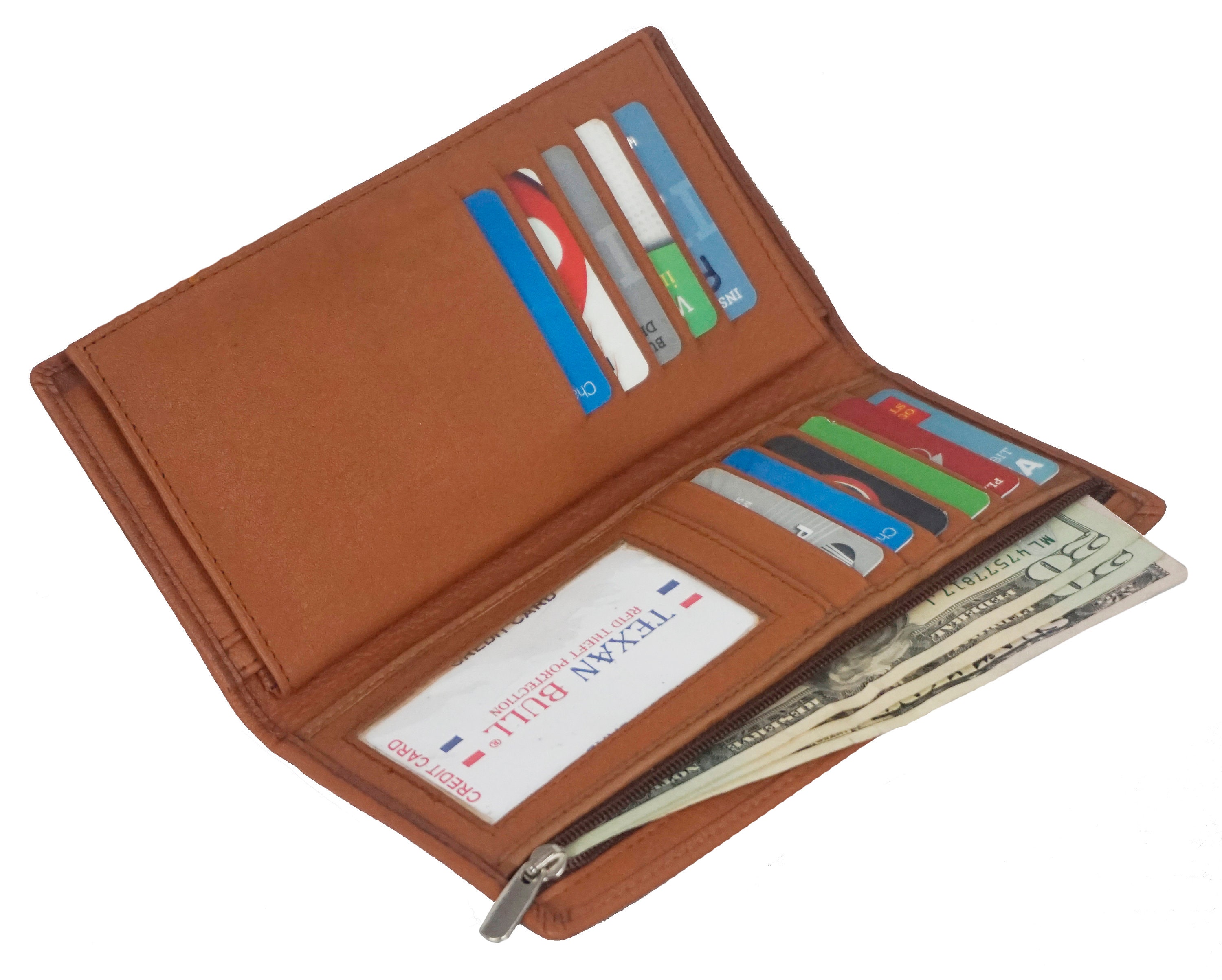 Cow Leather Long Checkbook Cover Unisex Wallet for Men and Women, Long ...