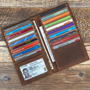 Bullz RFID Soft Hunter Leather Credit Card Organizer Long Wallet, Holds 19 Cards, 1 ID Window 2 Slip Pockets for Bills and Vaccination Card