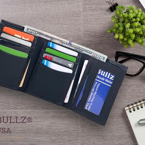 Billeteras triples para hombre RFID con capacidad para 8 tarjetas de crédito y 1 porta identificación para él en cumpleaños, aniversario, día del padre, regalo de Navidad personalizado