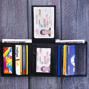 Billeteras triples para hombre RFID con capacidad para 9 o más tarjetas de crédito y 2 identificaciones, para él en cumpleaños, aniversario, día del padre, regalo de Navidad personalizado
