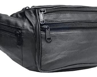 Small Genuine Lambskin Leather Fanny Pack Waist Bag Hip Bum Bag Travel Pouch for women and men Unisex travel Hiking Running & Cycling Holder