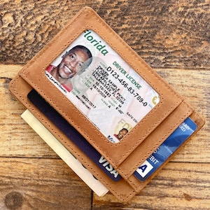 Cartera de cuero personalizada con tarjetero de bolsillo frontal, cartera para tarjetas de crédito de aniversario, regalo de cumpleaños para papá, regalo de aniversario para él,
