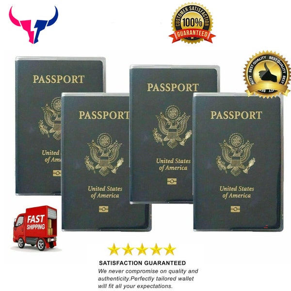 Heavy Duty Vinyl Material Clear Plastic Passport cover Holder Transparent Travel Passport Sleeve Made in USA Product in Set of 4pcs and 2pcs