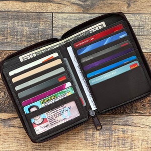 Personalized Zip Around RFID Credit Card Holder Unisex Wallet For Men and Women, Anniversary. Birthday, Christmas  Gift for Him or Her
