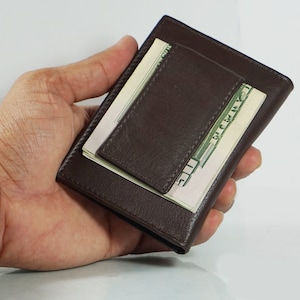 Billetera minimalista con clip para dinero y bolsillo frontal plegable para hombre con capacidad para más de 6 tarjetas de crédito, identificación y clip magnético para dinero. Regalo para él en cualquier ocasión.