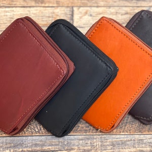 Cartera para hombre con tarjetero plegable Bullz Zip Aroun con capacidad para 6 o más tarjetas de crédito, 2 ventanas para identificación con ranuras dobles para billetes para aniversario, Navidad,
