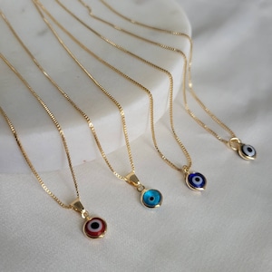 18k Gold filled evil eye necklace, Gold dainty necklace,  Red Eye Necklace, Evil eye necklace, Gold Evil Eye Necklace, Valentine's Day Gift