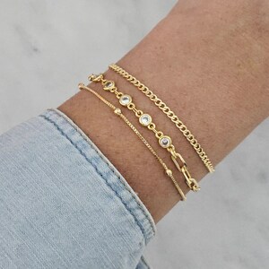 3 Piece Gold Bracelet Set 18K Gold Filled Bracelet Set Layered Bracelet Everyday Bracelet Set, Hypoallergenic Bracelet Set Summer Jewelry