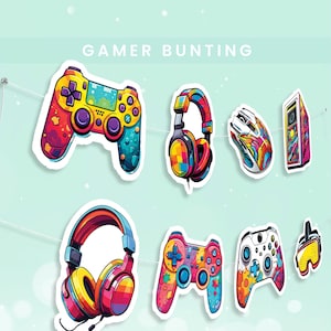 Game Controller Banner | Video Games Themed Party | Game Controller Bunting | Gamer Decorations | | Instant Download GM01