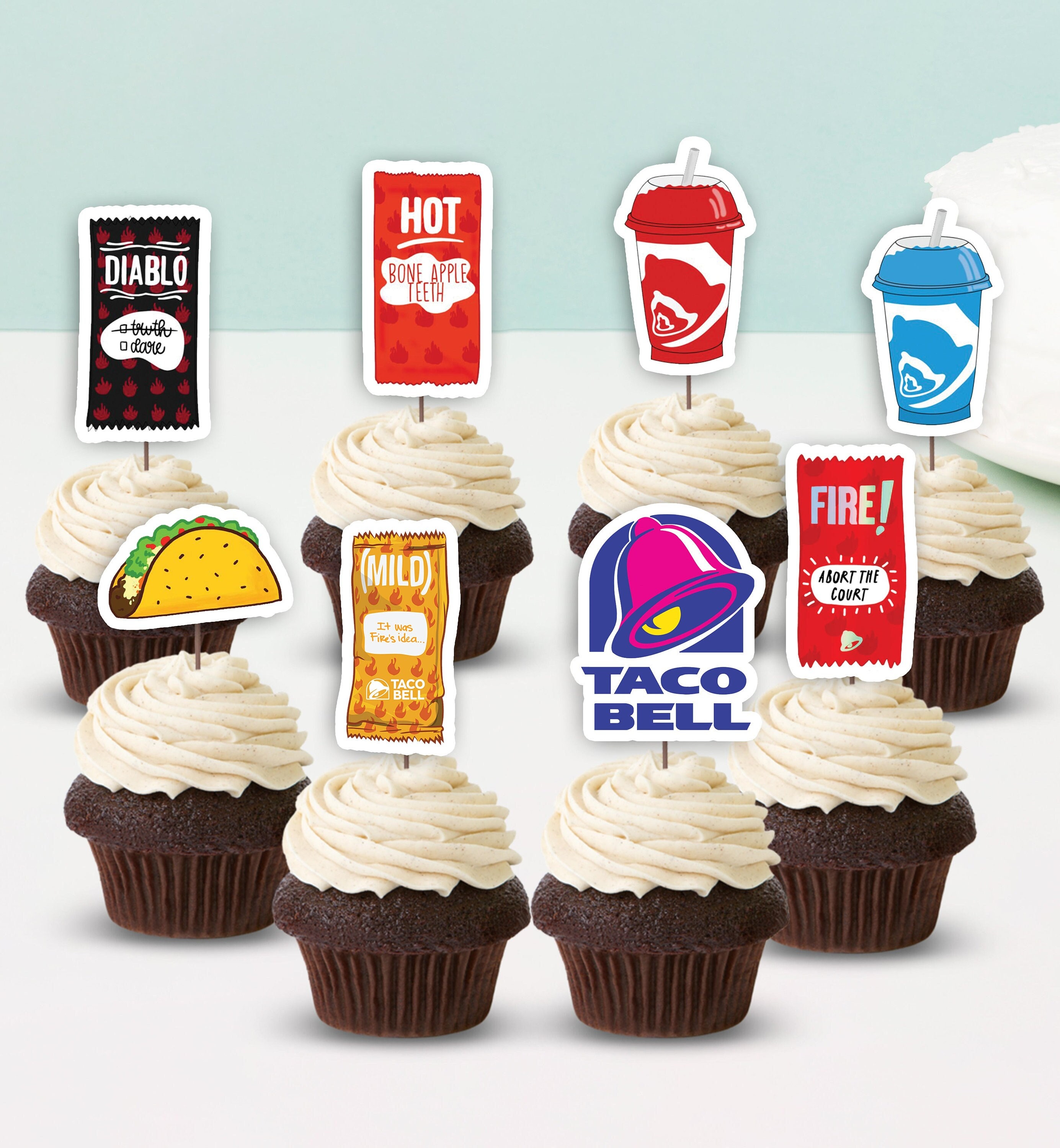 Instant Download Taco Bell Cupcake Toppers Taco Bell Birthday Cake