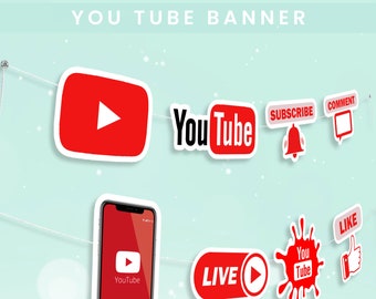 Youtube Banner | Youtube Themed Party | Youtube Bunting | Youtube Party Decorations | Youtube Themed Party | Instant Download YT01