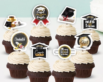 Instant Download Graduation Cupcake Toppers | Graduation Party Cake Toppers | Graduation Party Decorations | GR01