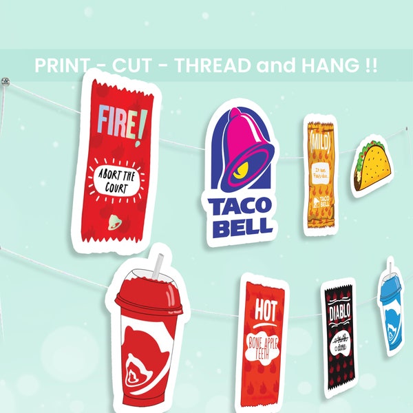 Taco Bell Banner | Taco Bell Themed Party | Taco Bell Bunting | Taco Bell Decorations | Taco Bell Party | Instant Download TB01