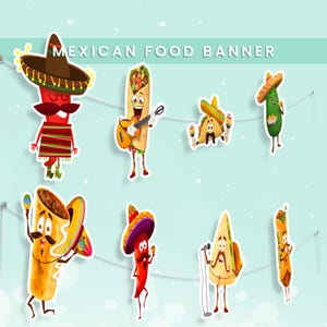 Printable Burrito Banner | Mexican Food Themed Party | Nachos Bunting | Burrito Decorations | Instant Download MX01