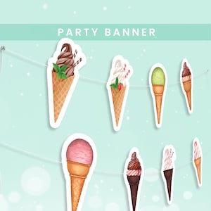 Ice Cream Birthday Banner | Ice Cream Themed Party | Ice Cream Party Bunting | Ice Cream Party Decorations | Instant Download IC01