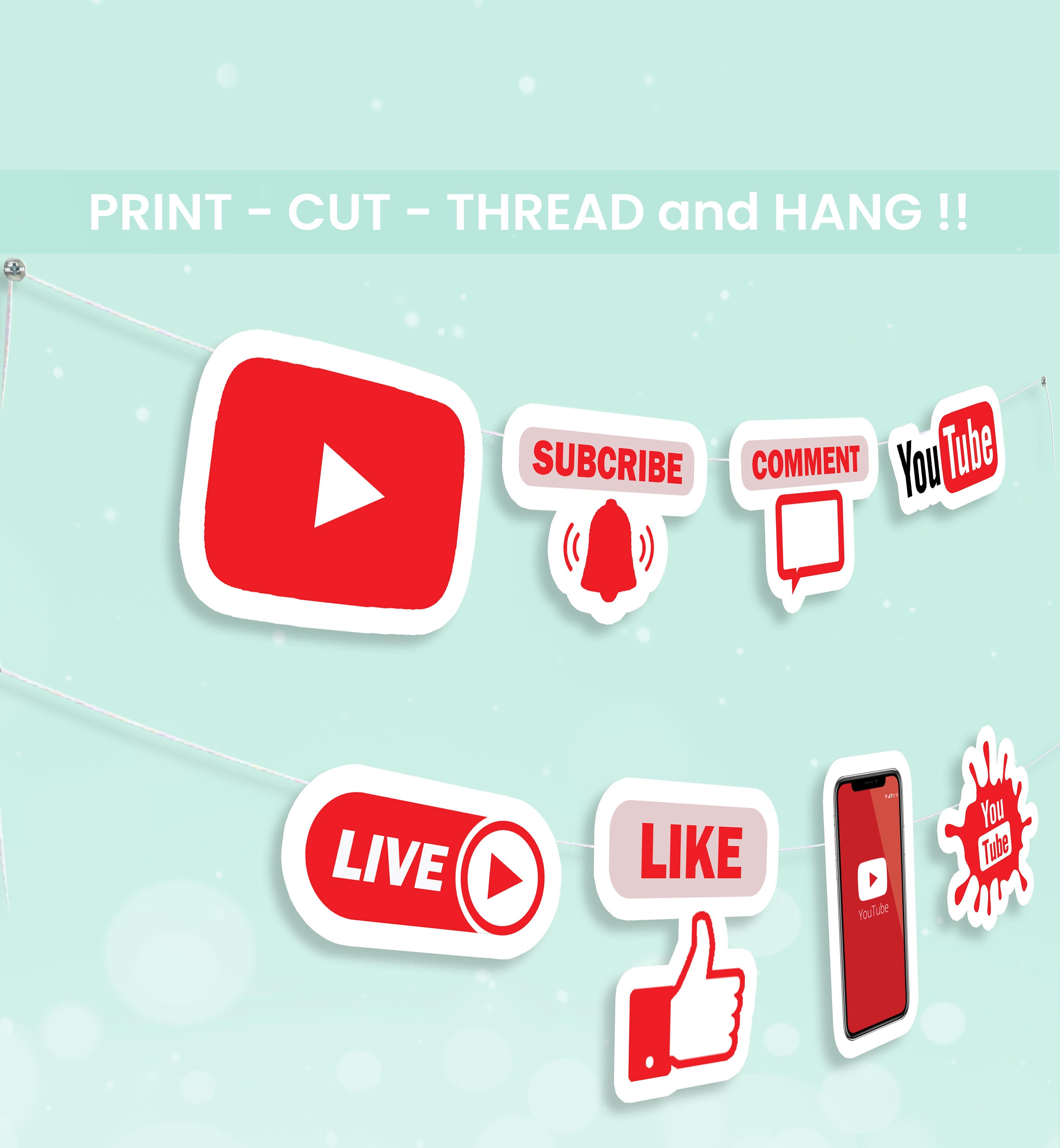 Youtube Banner Youtube Themed Party Youtube Bunting Youtube Party Decorations Youtube Themed