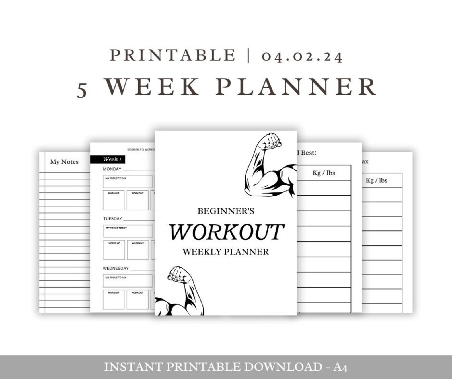5 Week Workout Planner *printable Only!! - Etsy Canada