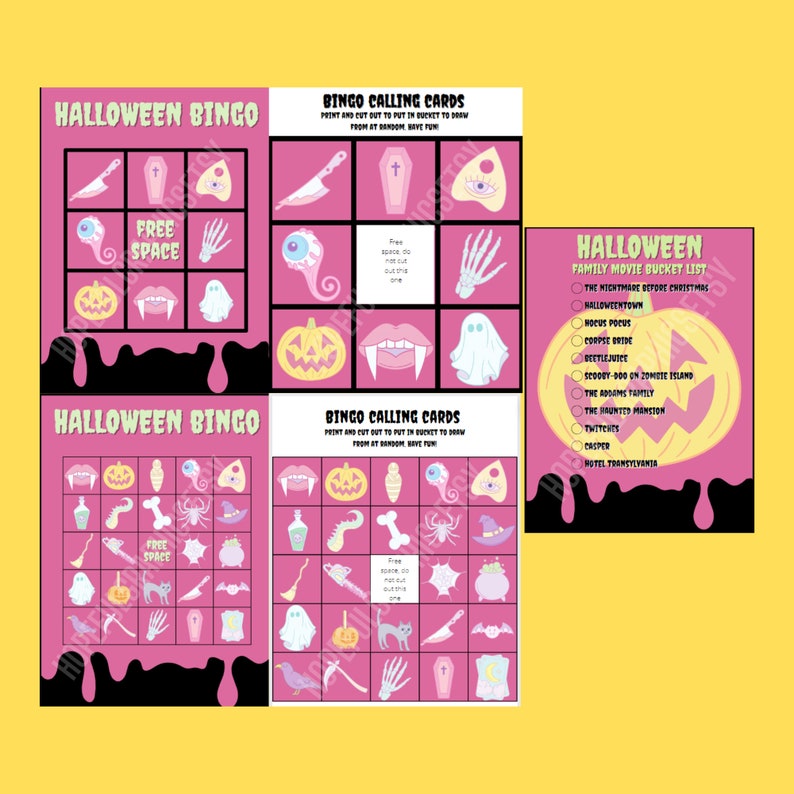 Halloween Printable Posters Bundle Bingo Bucket Lists Movie Checklist Halloween Printable Posters Bundle Bingo Bucket Lists Movie Checklist