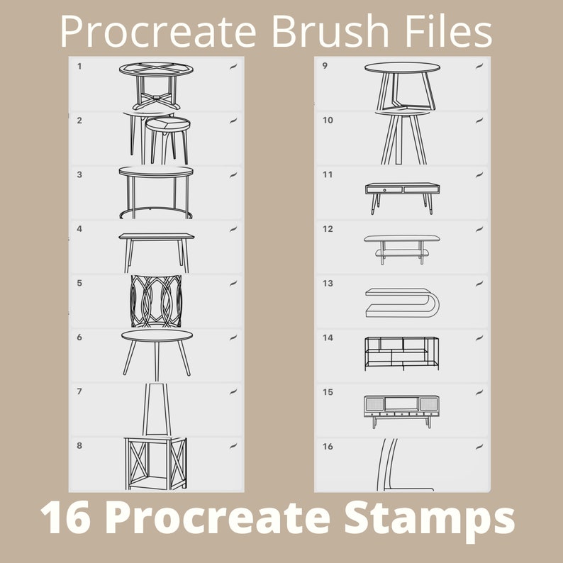 Procreate Table/plant Stand Brush Stamps | Procreate Brush | Table ...