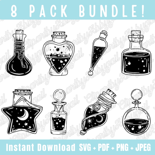 8 Potion Bottle Bundle Svg | Magic Svg | Line Art Svg | Potion Bottle Silhouette Svg | Potion Svg | Potion Bottle Svg | Circuit Cut Files.